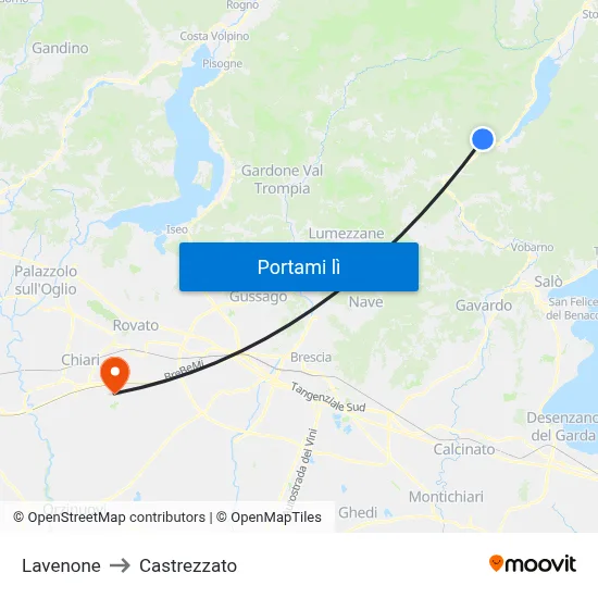 Lavenone to Castrezzato map