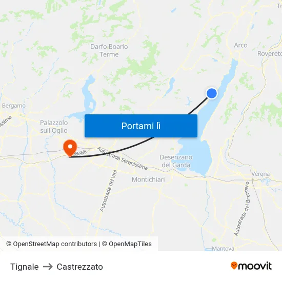 Tignale to Castrezzato map