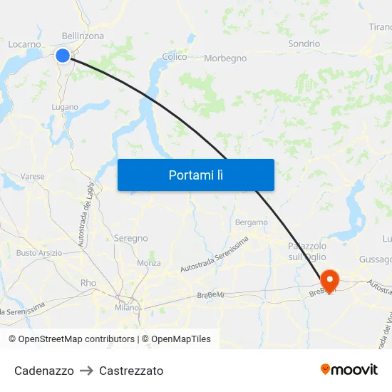 Cadenazzo to Castrezzato map