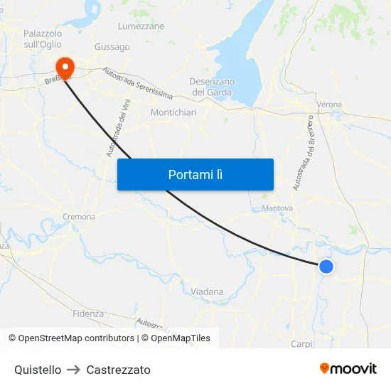 Quistello to Castrezzato map
