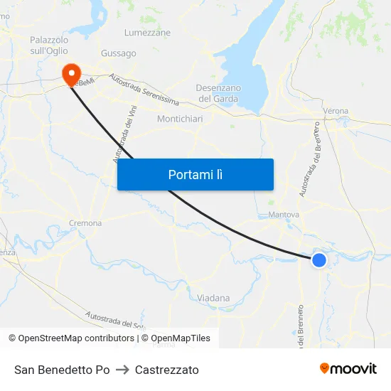 San Benedetto Po to Castrezzato map