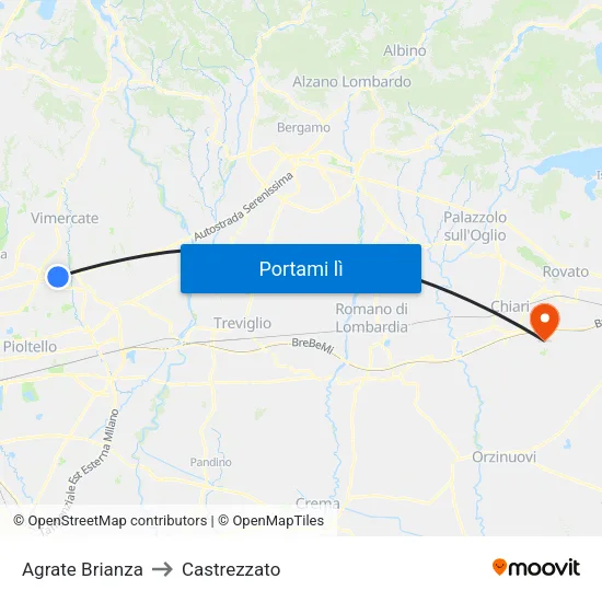 Agrate Brianza to Castrezzato map