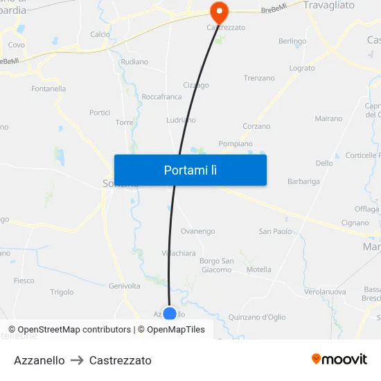 Azzanello to Castrezzato map