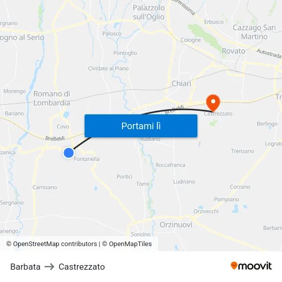 Barbata to Castrezzato map