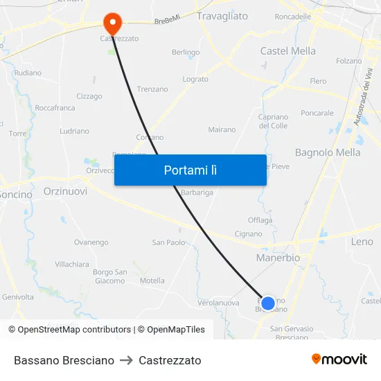 Bassano Bresciano to Castrezzato map