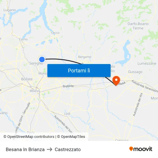 Besana In Brianza to Castrezzato map