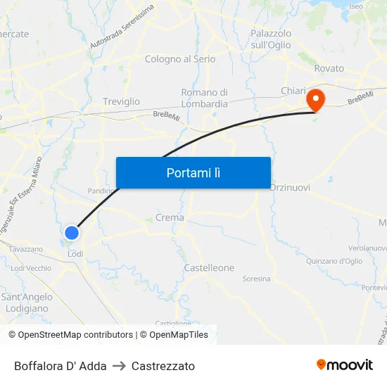 Boffalora D' Adda to Castrezzato map