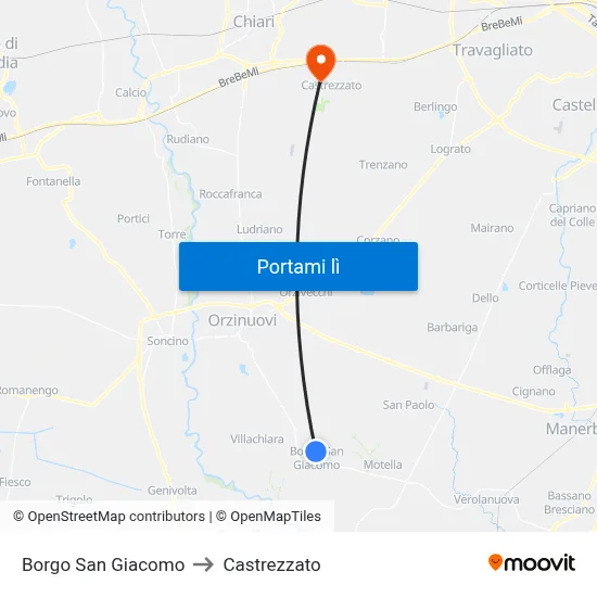 Borgo San Giacomo to Castrezzato map