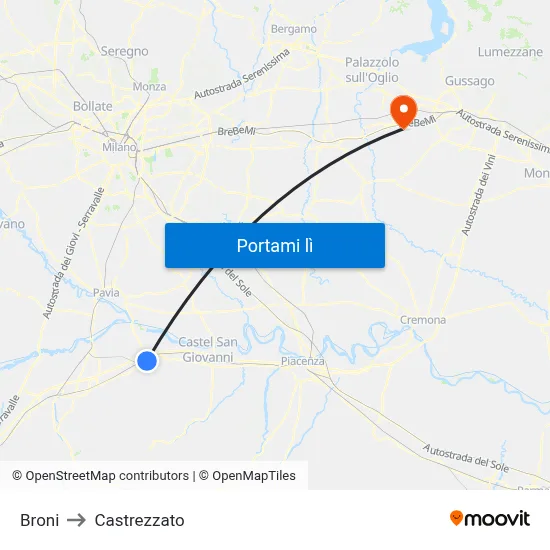 Broni to Castrezzato map