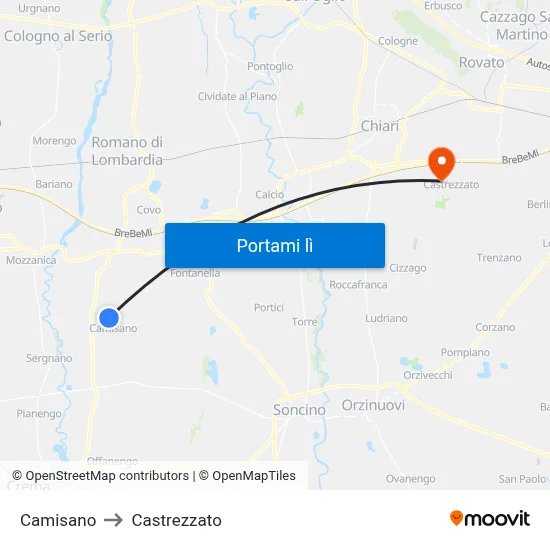Camisano to Castrezzato map