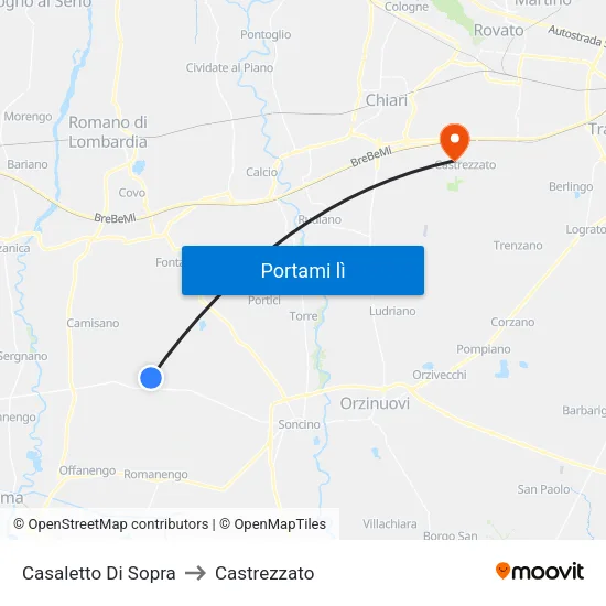 Casaletto Di Sopra to Castrezzato map
