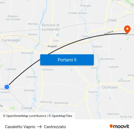 Casaletto Vaprio to Castrezzato map