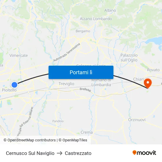 Cernusco Sul Naviglio to Castrezzato map
