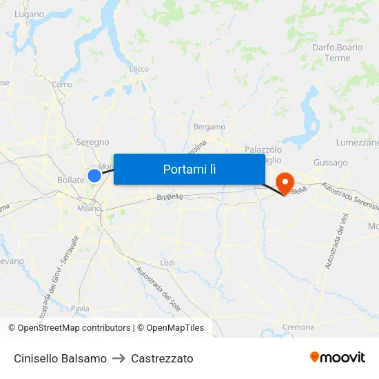 Cinisello Balsamo to Castrezzato map