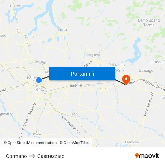 Cormano to Castrezzato map