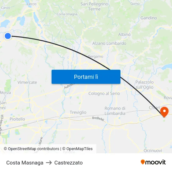 Costa Masnaga to Castrezzato map