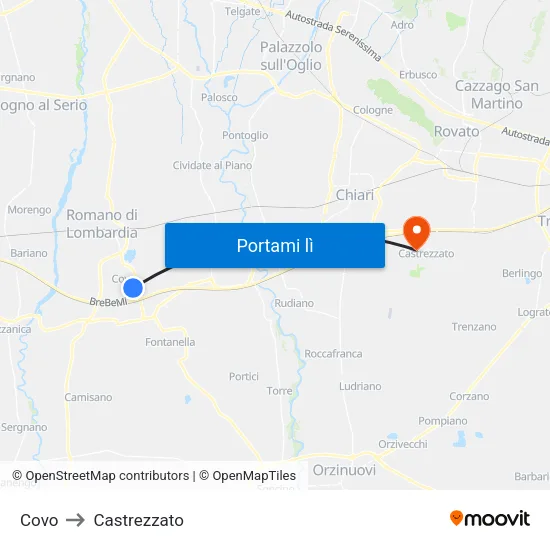 Covo to Castrezzato map