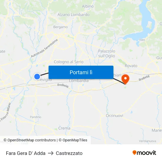 Fara Gera D' Adda to Castrezzato map