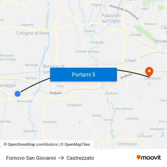 Fornovo San Giovanni to Castrezzato map