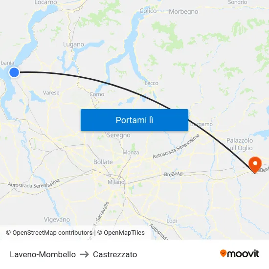 Laveno-Mombello to Castrezzato map