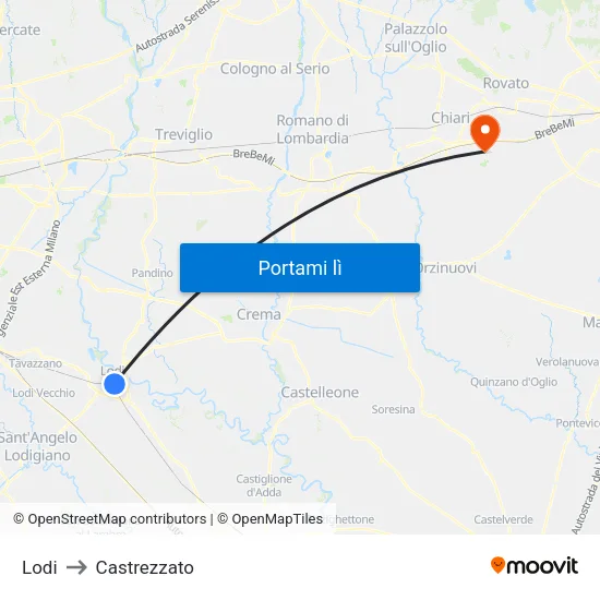Lodi to Castrezzato map