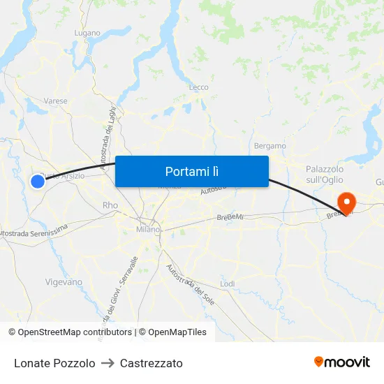 Lonate Pozzolo to Castrezzato map