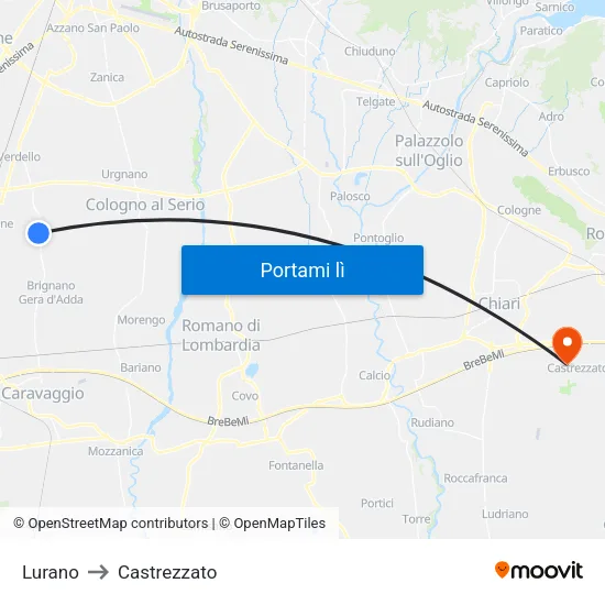 Lurano to Castrezzato map