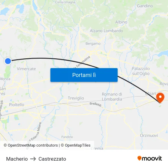 Macherio to Castrezzato map
