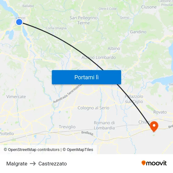 Malgrate to Castrezzato map