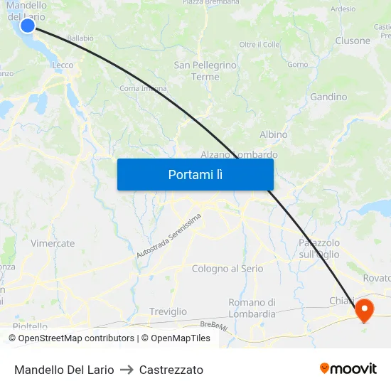 Mandello Del Lario to Castrezzato map
