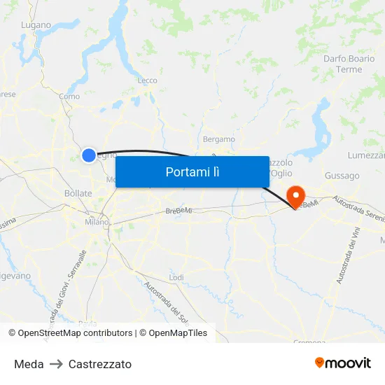 Meda to Castrezzato map
