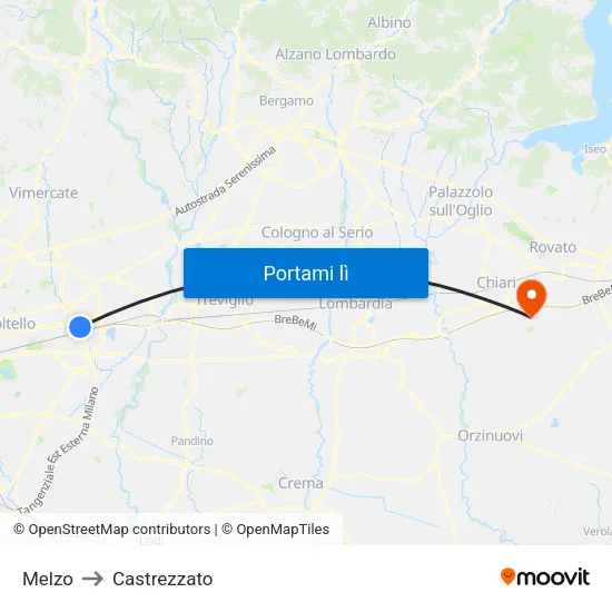 Melzo to Castrezzato map