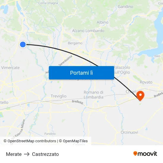 Merate to Castrezzato map