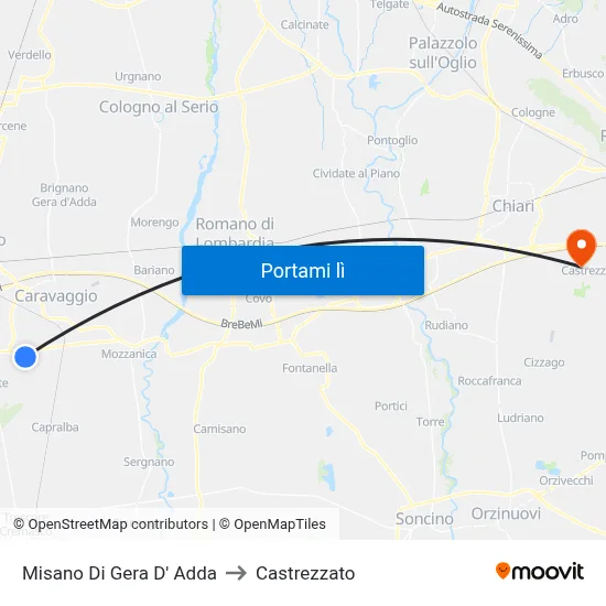 Misano Di Gera D' Adda to Castrezzato map