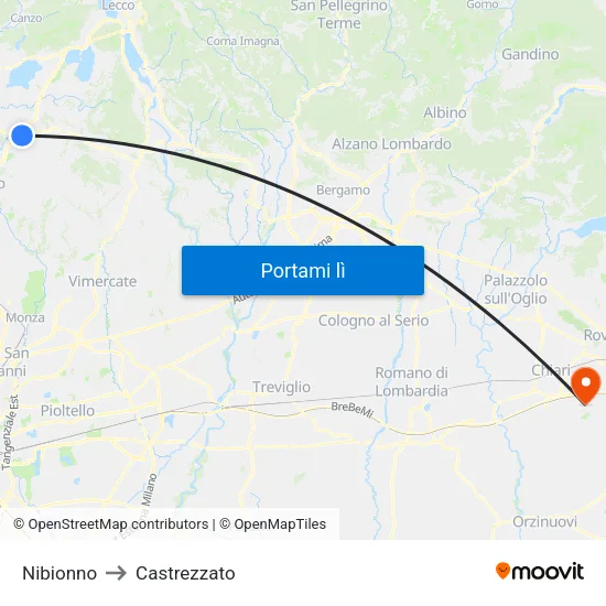 Nibionno to Castrezzato map
