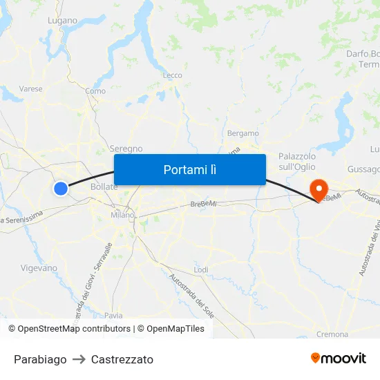 Parabiago to Castrezzato map
