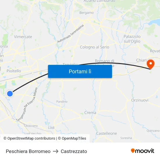 Peschiera Borromeo to Castrezzato map