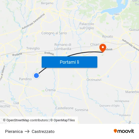 Pieranica to Castrezzato map