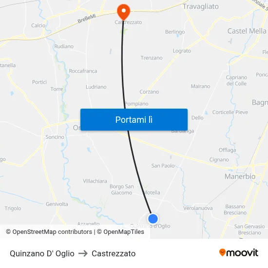 Quinzano D' Oglio to Castrezzato map