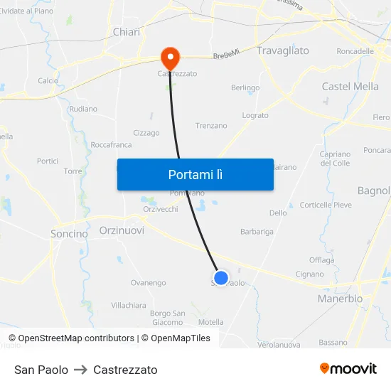 San Paolo to Castrezzato map