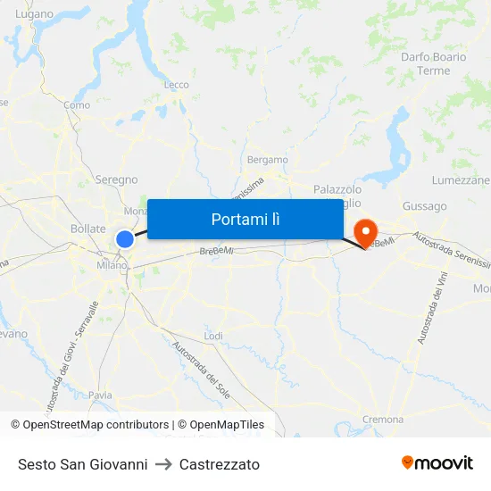 Sesto San Giovanni to Castrezzato map
