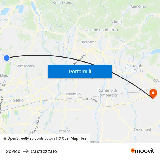 Sovico to Castrezzato map