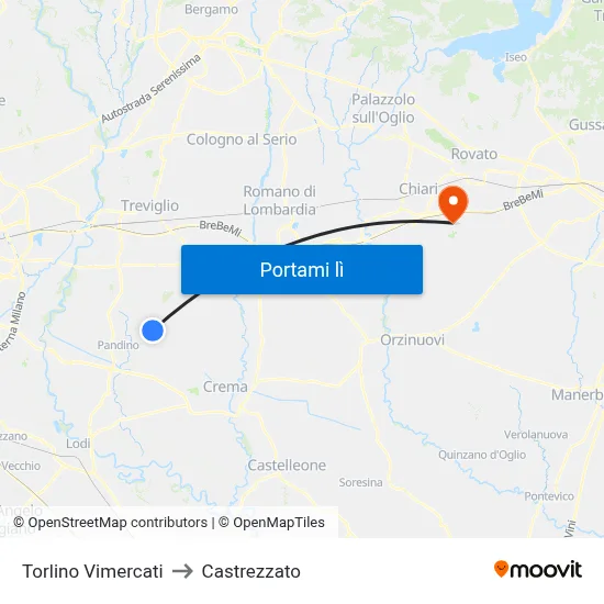 Torlino Vimercati to Castrezzato map