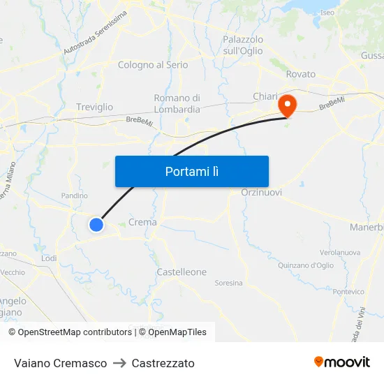 Vaiano Cremasco to Castrezzato map