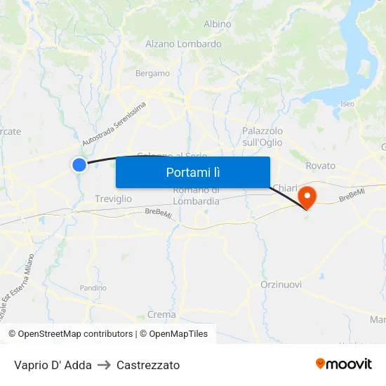 Vaprio D' Adda to Castrezzato map