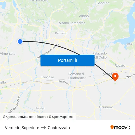 Verderio Superiore to Castrezzato map