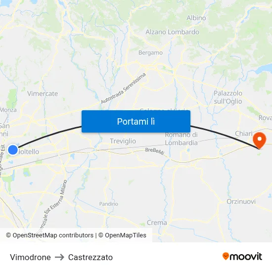 Vimodrone to Castrezzato map