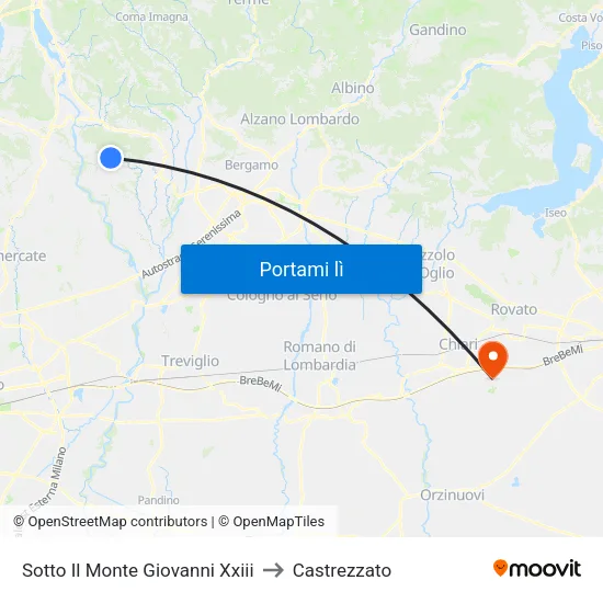 Sotto Il Monte Giovanni Xxiii to Castrezzato map