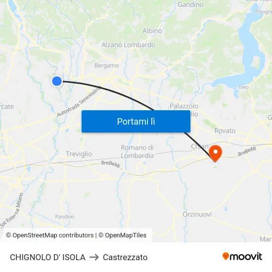 CHIGNOLO D' ISOLA to Castrezzato map