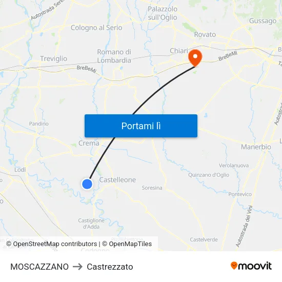 MOSCAZZANO to Castrezzato map